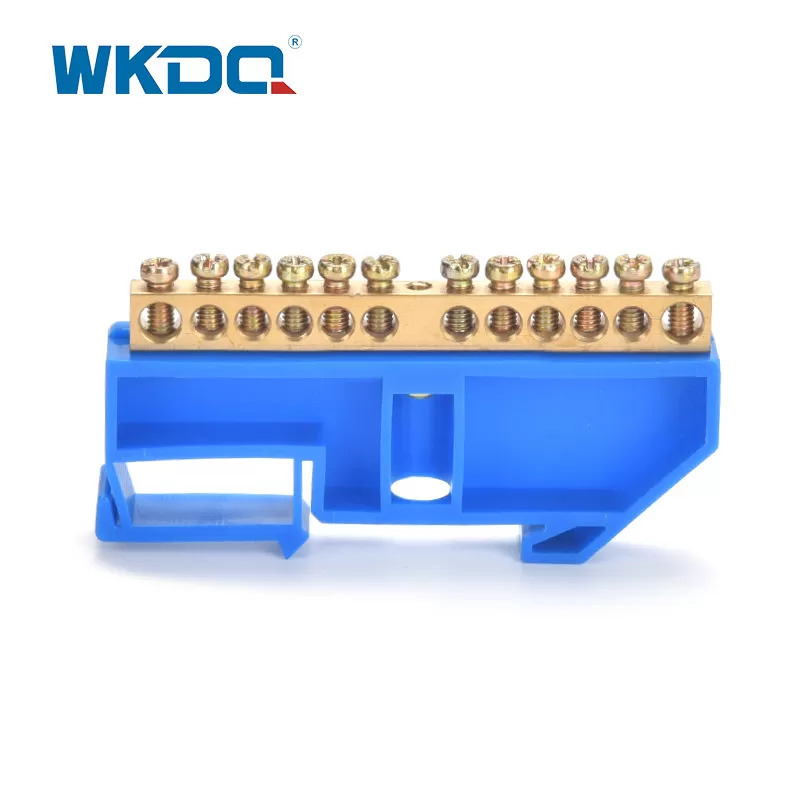 Bloco de terminal de barramento de terminal montado em trilho Din Bloco de terminal de barramento neutro azul 500V_17,5A