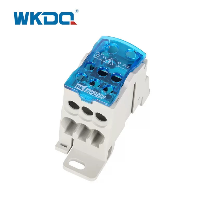 Bloco de terminais de distribuição de energia elétrica Unipolar UKK 125A do trilho DIN, bloco de conector de parafuso em azul e cinza