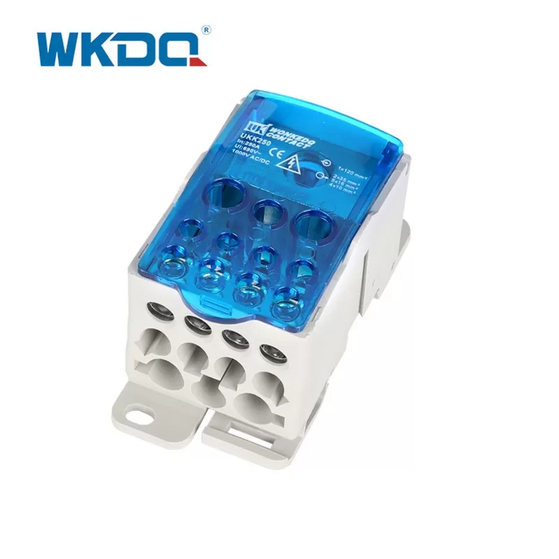 Bloco de distribuição de fio de energia industrial, bloco de distribuição de trilho Din UKK 250A