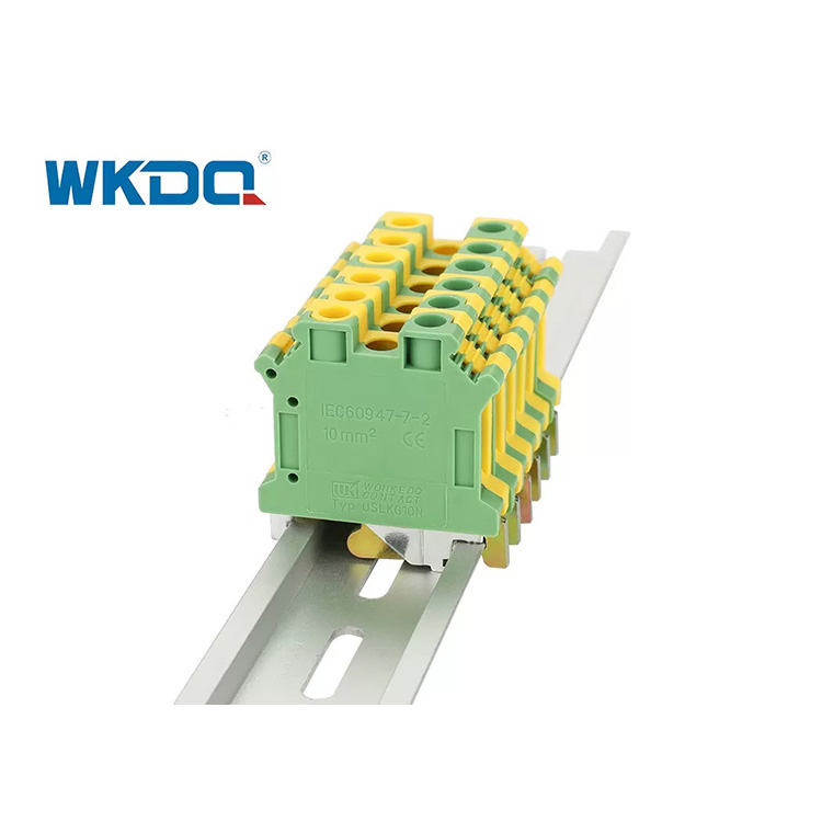 Bloco de terminais elétrico à terra de JUSLKG 10N Reino Unido, conectores de fio de terminal de parafuso tipo de trilho terra de baixa tensão PE